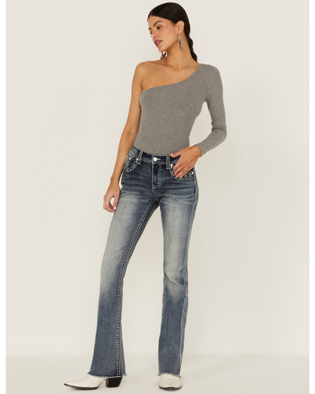 Image #3 - Grace In La Women's Steer Head Southwestern Pocket Bootcut Jeans, , hi-res