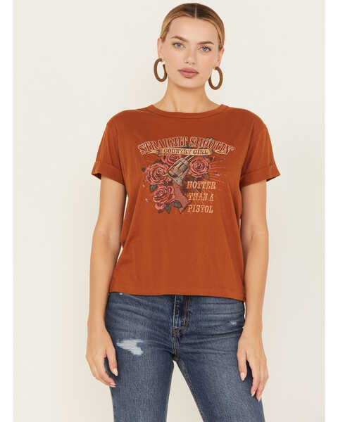 White Crow Women's Straight Shooter Short Sleeve Graphic Tee, Rust Copper, hi-res