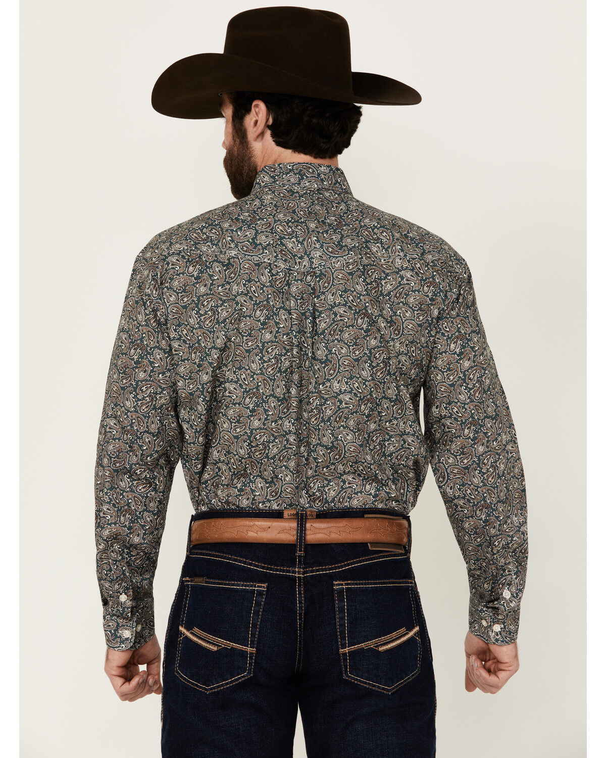 Image #4 - Roper Men's Amarillo Paisley Print Long Sleeve Button-Down Western Shirt, Brown, hi-res