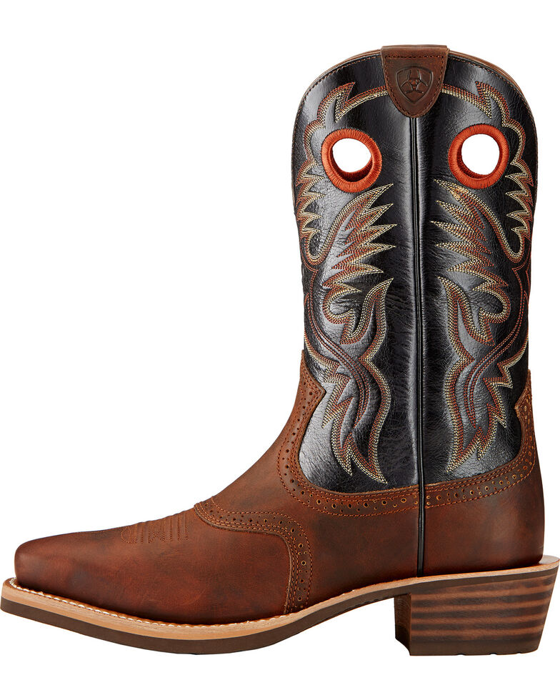 Ariat Heritage Roughstock Mahogany Cowboy Boots - Square Toe, Mahogany, hi-res