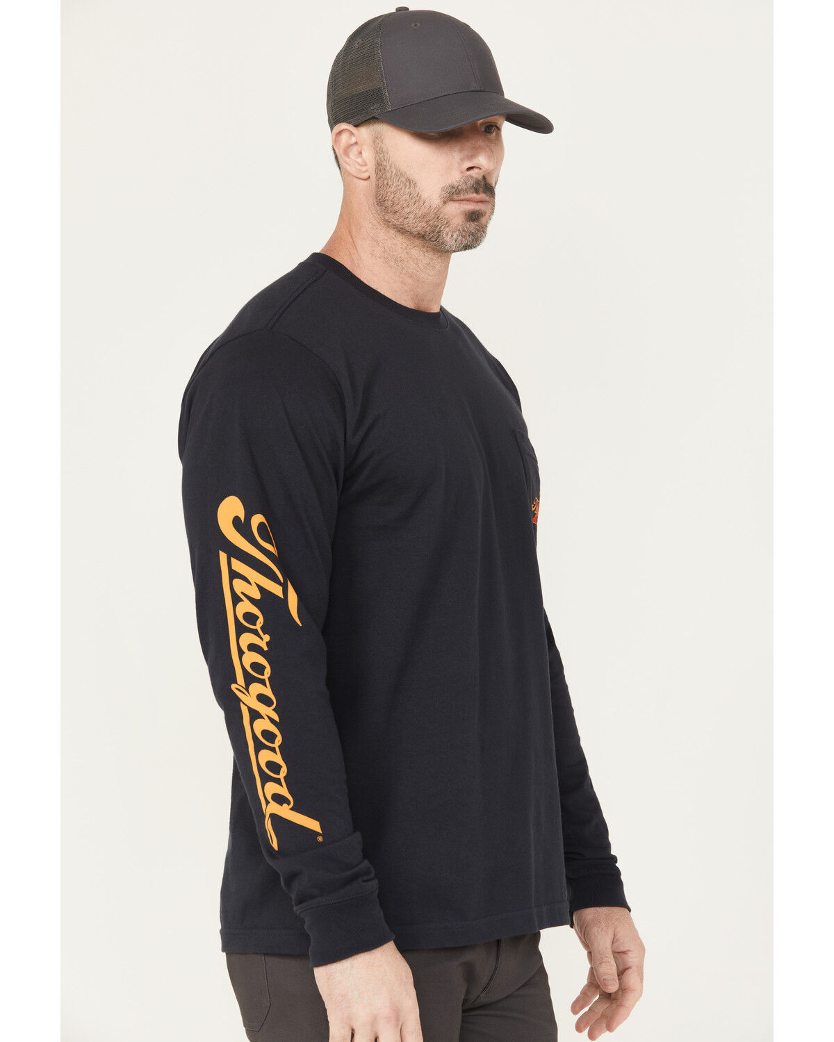 Image #1 - Thorogood Men's USA Logo Long Sleeve Work T-Shirt, Dark Blue, hi-res