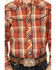 Roper Boys' Plaid Print Cowboy Embroidery Long Sleeve Snap Western Shirt, Rust Copper, hi-res