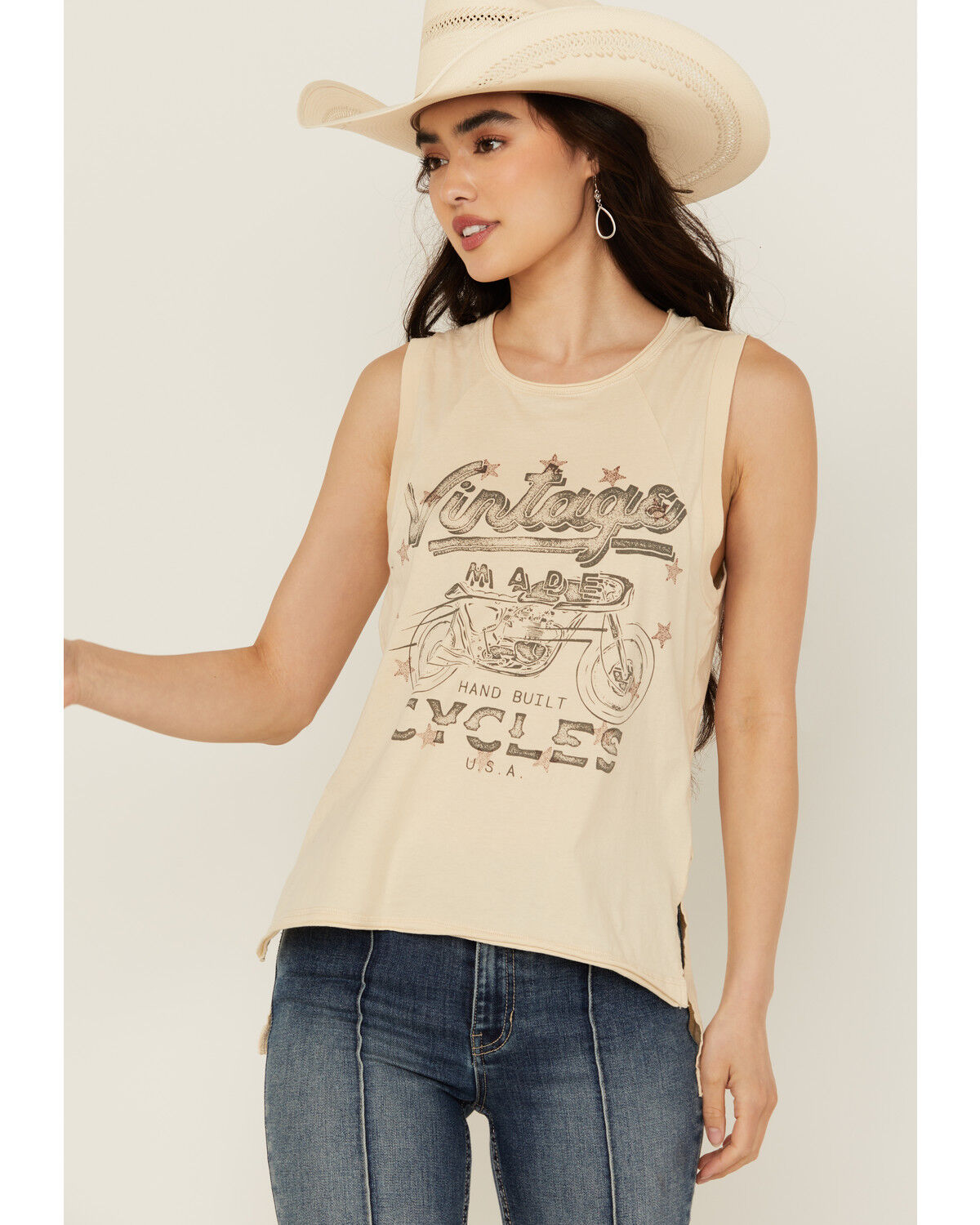 Image #1 - Cleo + Wolf Women's Vintage Moto Tank Top, Oatmeal, hi-res