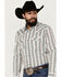 Image #2 - Moonshine Spirit Men's Manhattan Floral Striped Long Sleeve Snap Western Shirt, White, hi-res