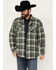 Image #1 - Dakota Grizzly Men's Ivan Plaid Print Sherpa Lined Flannel Shirt Jacket, Green, hi-res