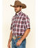 Roper Men's Amarillo Red Barn Plaid Short Sleeve Western Shirt, Red, hi-res