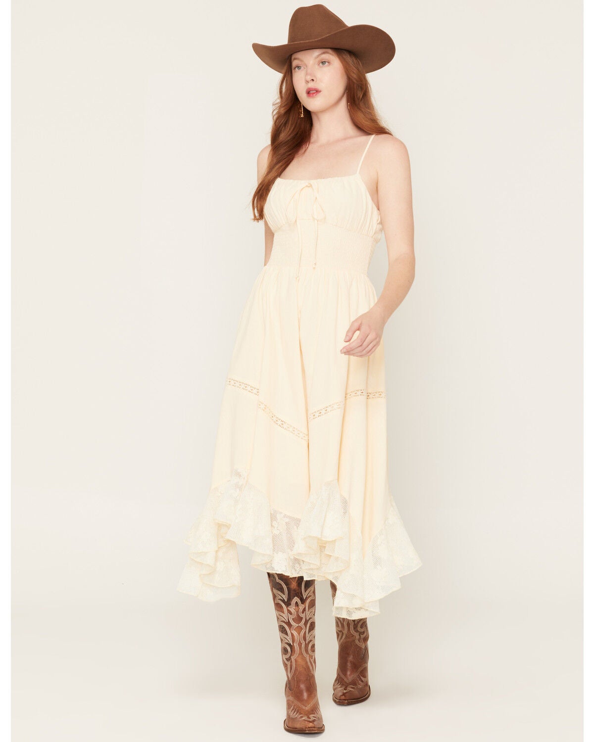 Originality Women's Emma Sleeveless Ruffle Midi Dress, Cream, hi-res