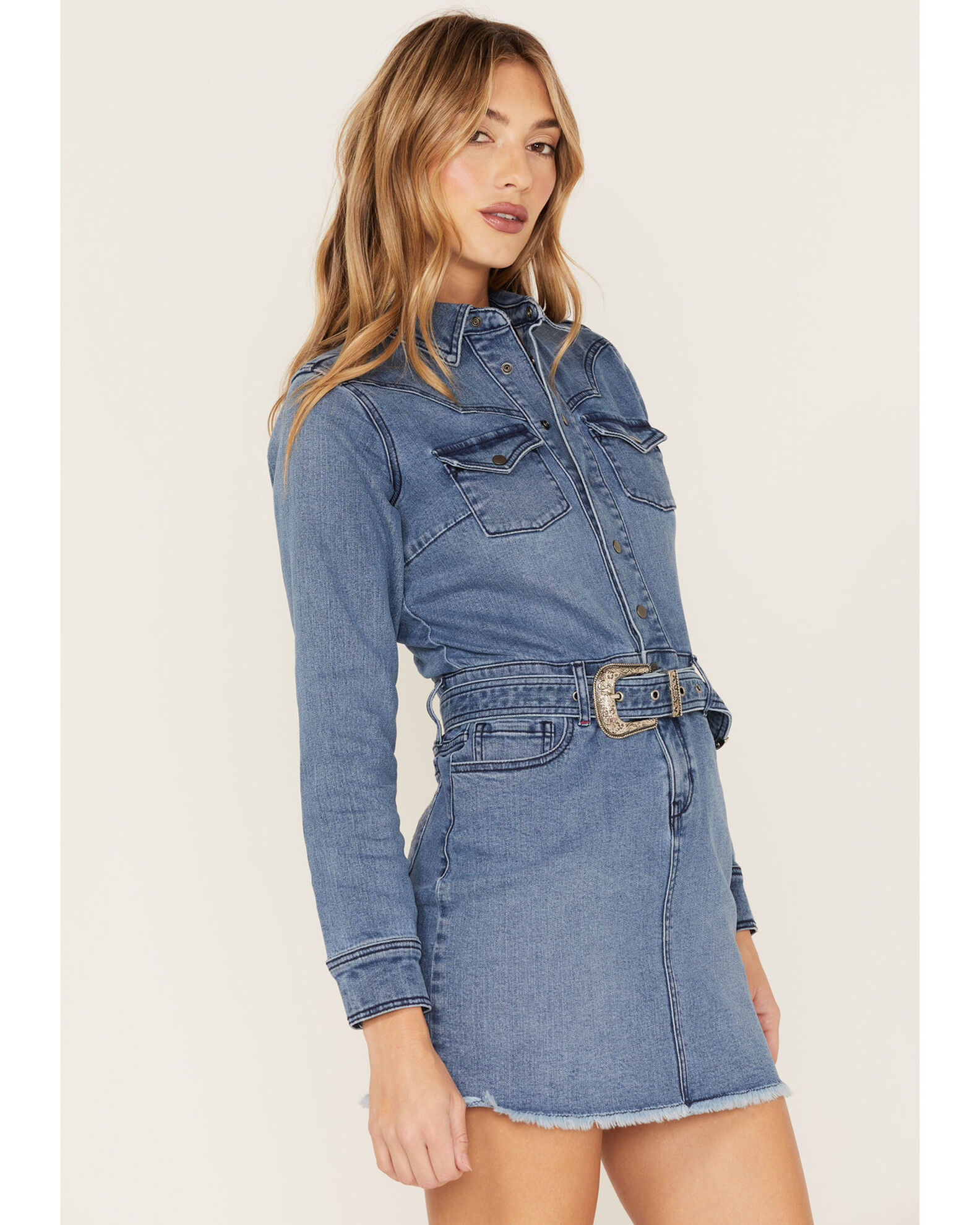 Idyllwind Women s Delaney Medium Wash Belted Western Denim Dress Country Outfitter