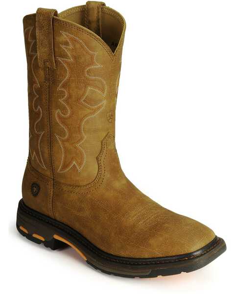 Image #1 - Ariat Men's WorkHog® Western Work Boots - Broad Square Toe, Bark, hi-res