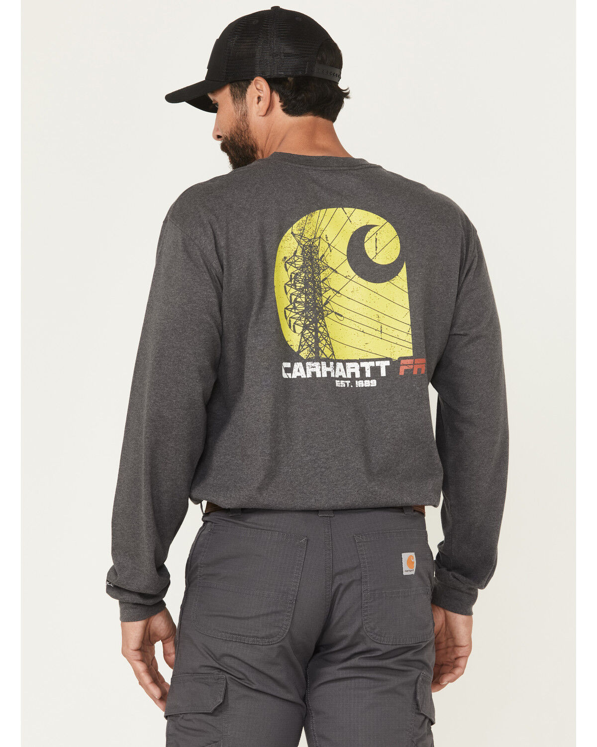 Image #1 - Carhartt Men's FR Loose Fit Long Sleeve Lightweight Electric T-Shirt, Heather Grey, hi-res