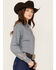 Image #2 - Cinch Women's Southwestern Long Sleeve Button-Down Western Shirt, Light Blue, hi-res