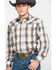 Roper Men's Brown Large Plaid Long Sleeve Western Shirt , Brown, hi-res