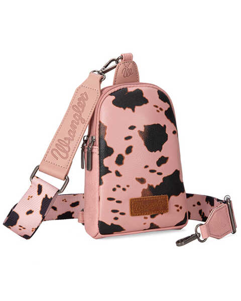 Wrangler Women's Cow Print Sling Bag, Pink, hi-res