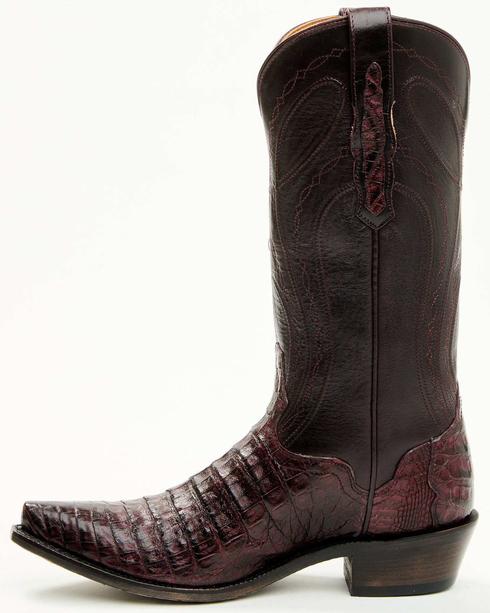 Image #3 - El Dorado Women's Holly Exotic Caiman Tall Western Boots - Snip Toe, Burgundy, hi-res
