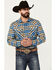 Image #1 - Pendleton Men's Wyatt Plaid Print Long Sleeve Pearl Snap Western Shirt, Blue, hi-res