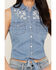 Image #3 - Idyllwind Women's Pearl Embroidered Tie-Front Sleeveless Pearl Snap Western Shirt, Medium Wash, hi-res