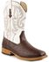 Roper Men's Faux Leather Ostrich Print Western Boots - Broad Square Toe, Brown, hi-res