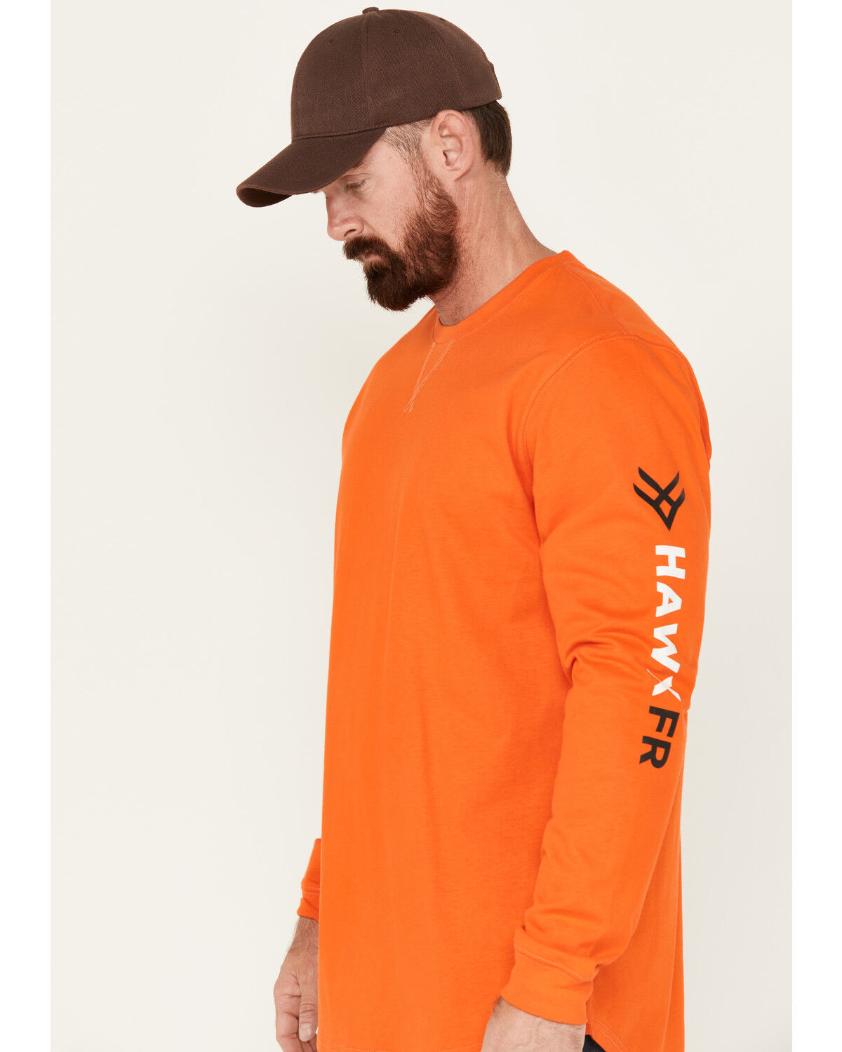 Image #2 - Hawx Men's FR Logo Long Sleeve Work T-Shirt , Orange, hi-res