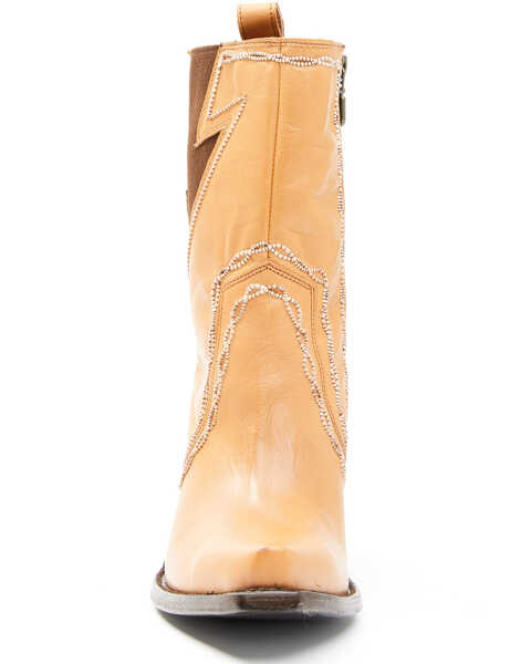 Image #4 - Dan Post Women's Zipper Western Booties - Snip Toe, Tan, hi-res