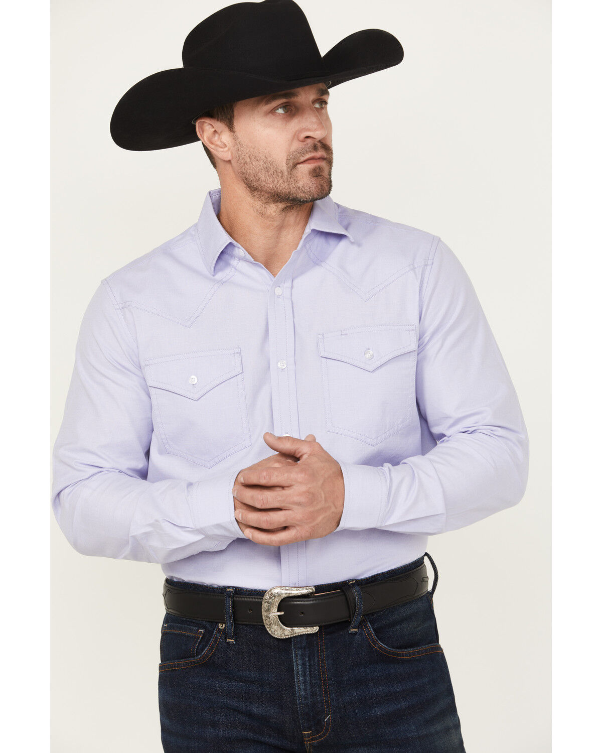 Image #1 - Cody James Black 1978® Men's Lawman Solid Long Sleeve Button-Down Western Shirt, Light Blue, hi-res