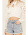 Image #3 - Miss Me Women's Lace Long Sleeve Button-Down Shirt, White, hi-res