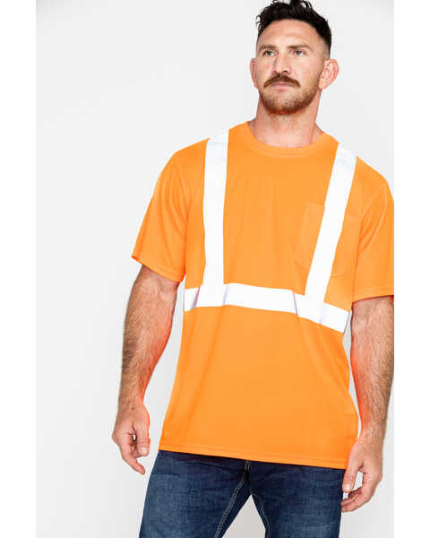 Image #5 - Hawx Men's Short Sleeve Reflective Work Tee - Big & Tall, Orange, hi-res