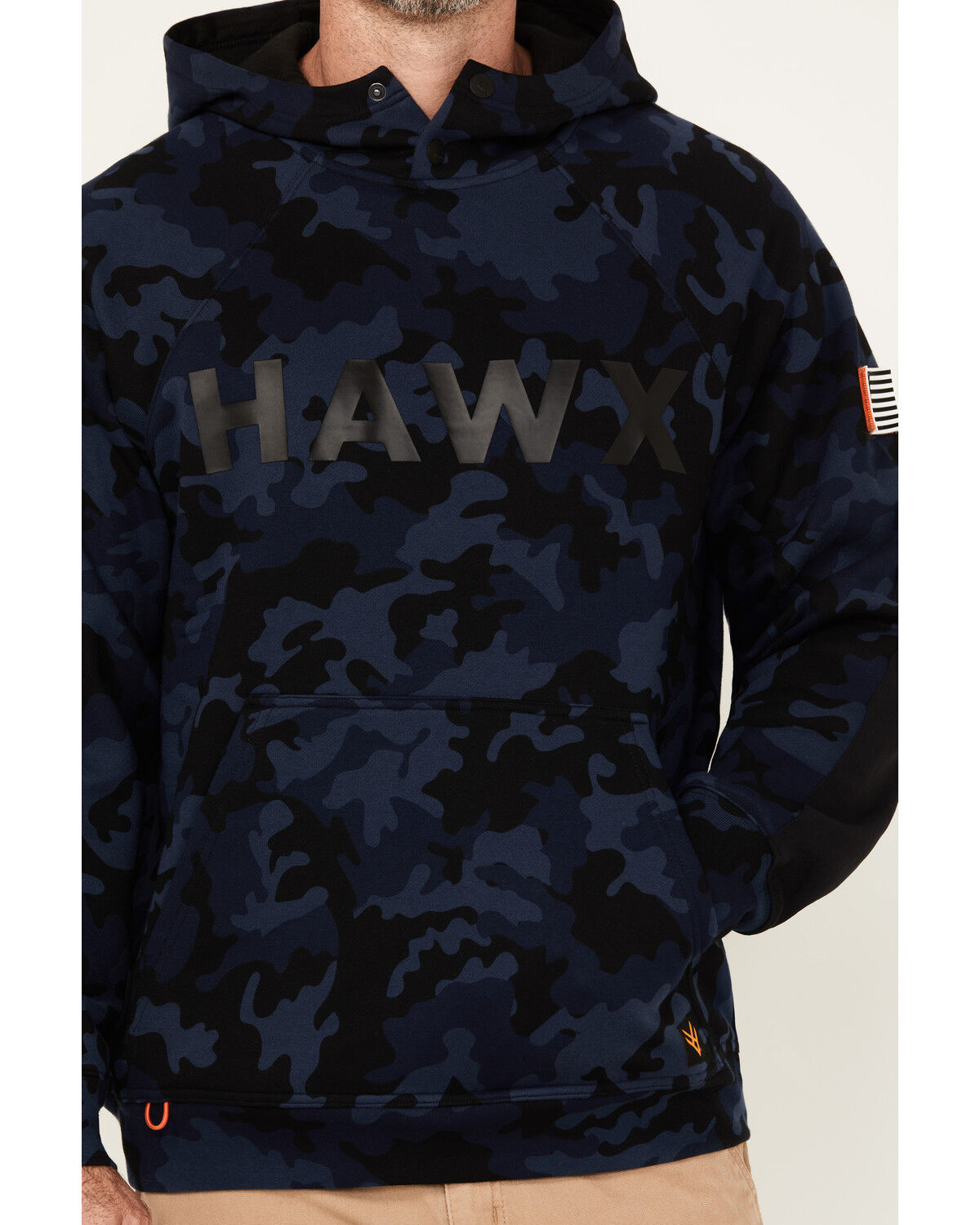 Image #3 - Hawx Men's Arlington Logo Camo Print Hooded Sweatshirt, Navy, hi-res