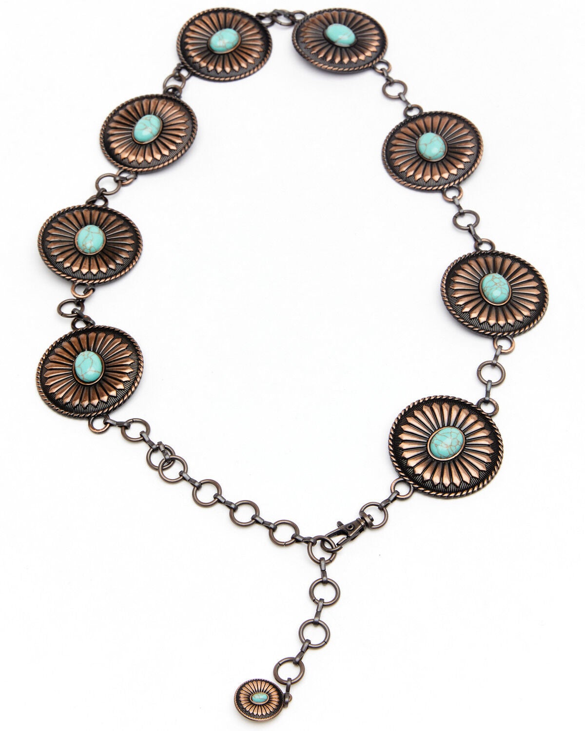 Shyanne Women's Rust Copper Concho Link Belt, Rust Copper, hi-res