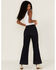 Image #3 - Sneak Peek Women's Front Patch Pockets Straight Jeans, Dark Blue, hi-res