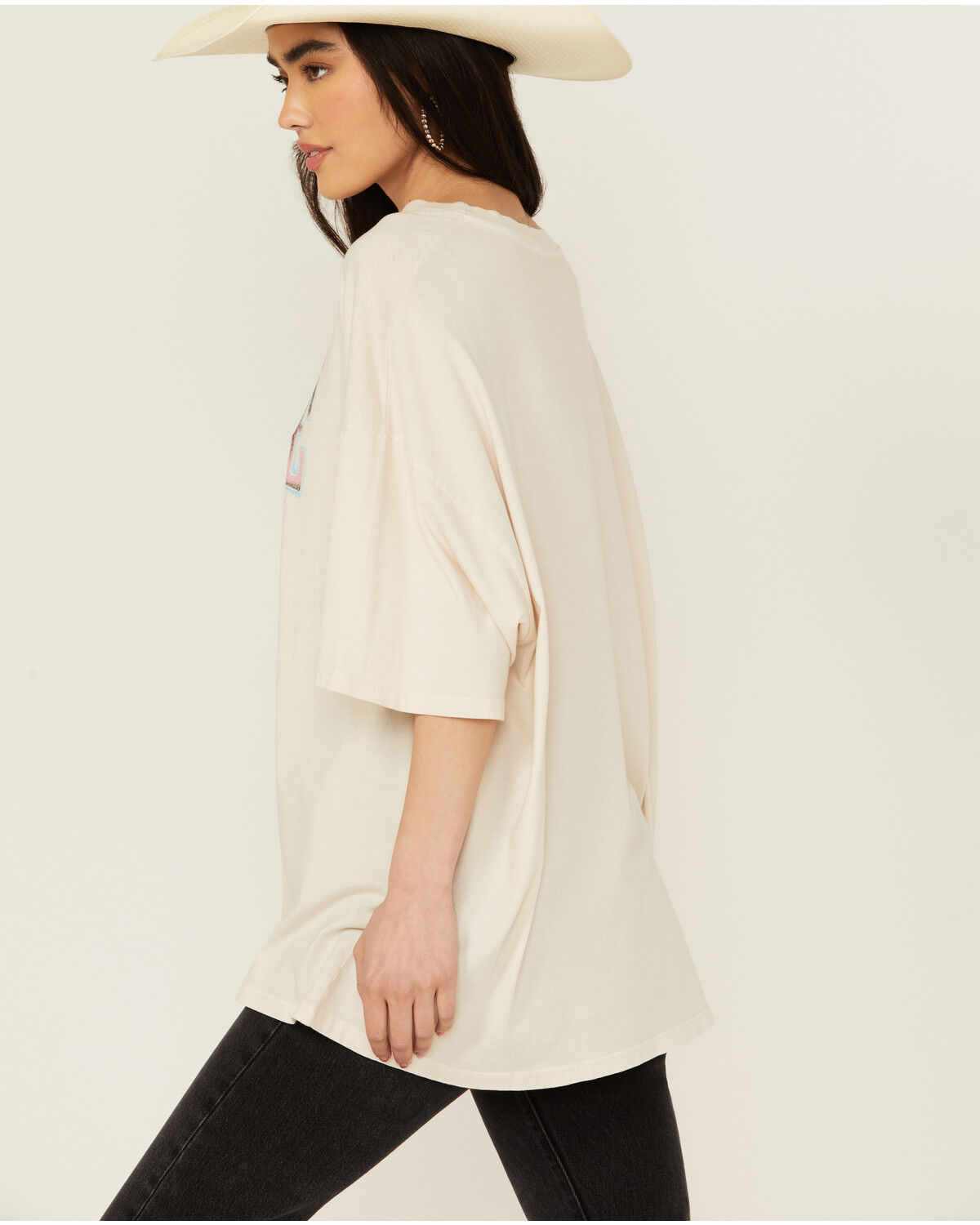 Image #4 - Day Dreamer Women's Willie Nelson Short Sleeve Oversized Graphic Tee, White, hi-res