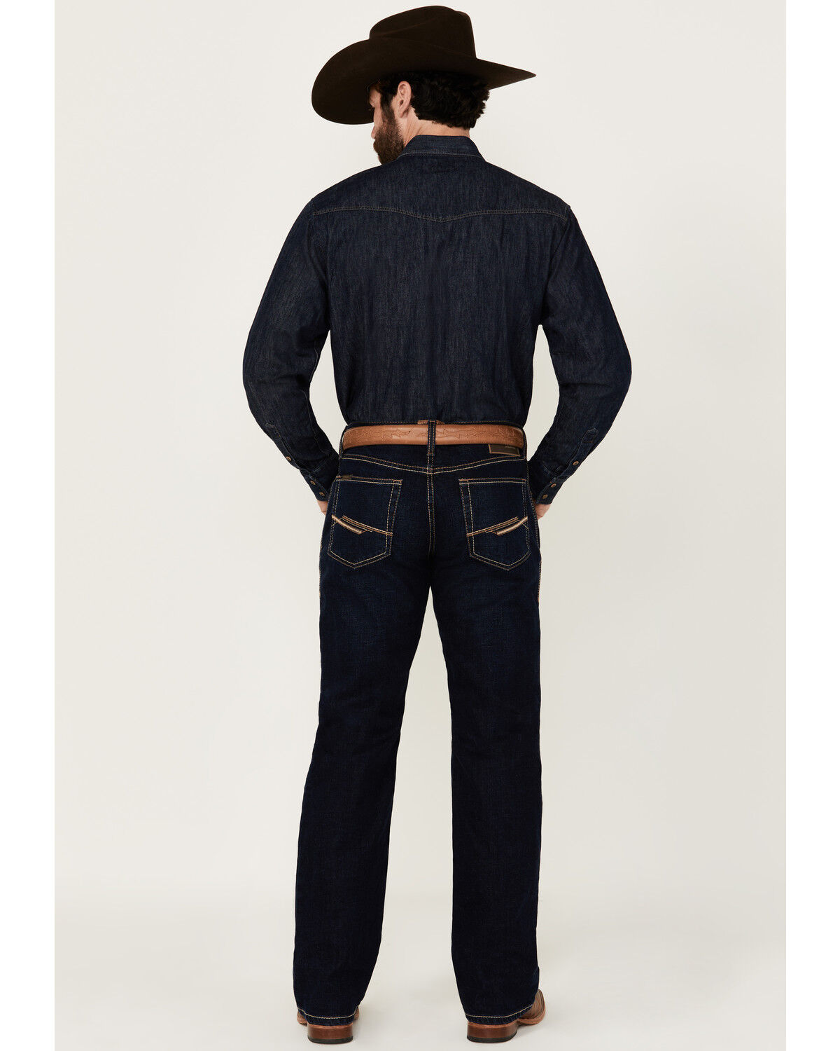 Image #3 - Ariat Men's M4 Wildfire Ranchford Dark Wash Relaxed Bootcut Stretch Denim Jeans, Dark Wash, hi-res