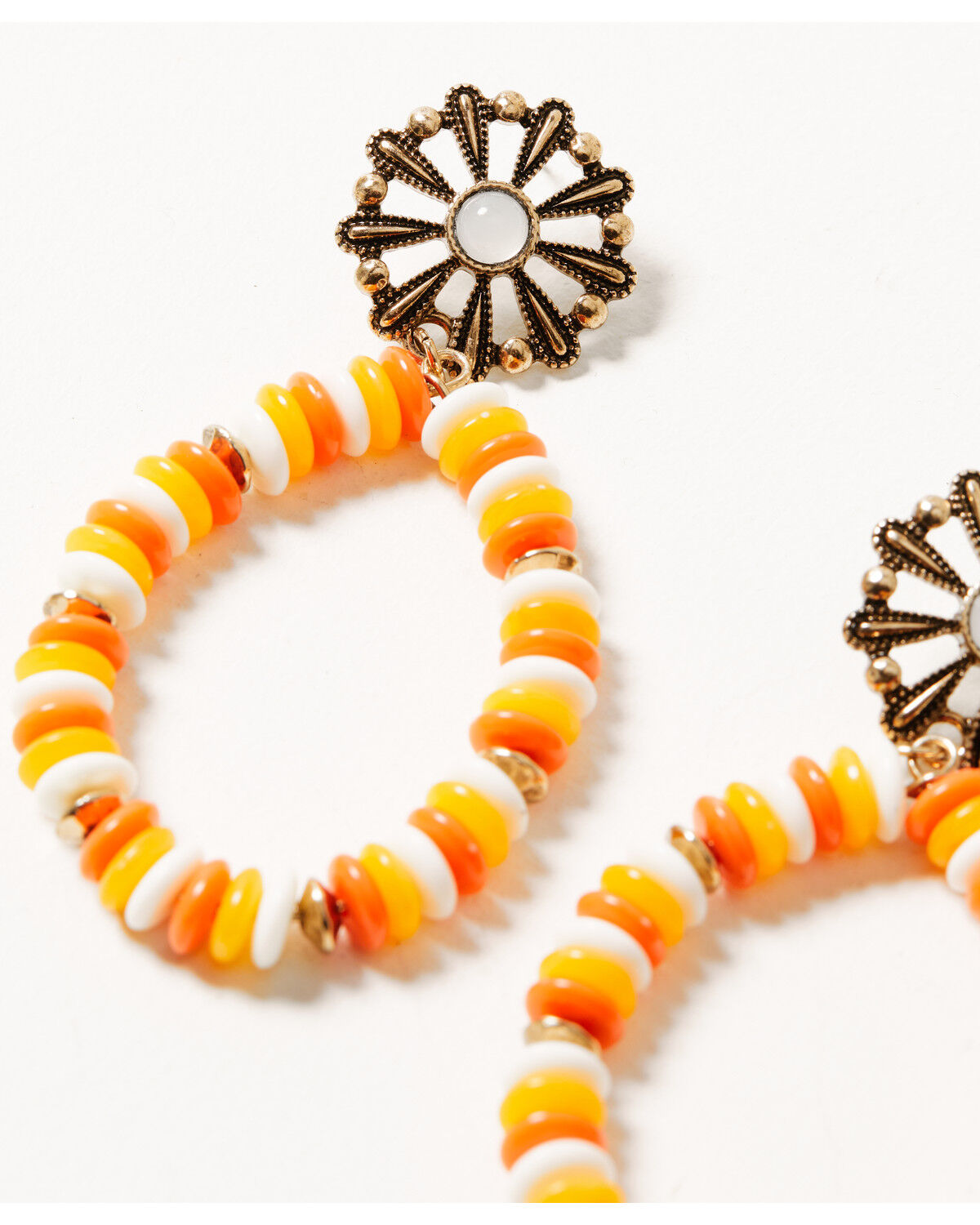 Image #2 - Shyanne Women's Orange Sequin Teardrop Post Earrings, Silver, hi-res