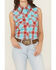 Image #3 - Cowgirl Hardware Women's Plaid Print Sleeveless Snap Stretch Western Shirt, Red, hi-res