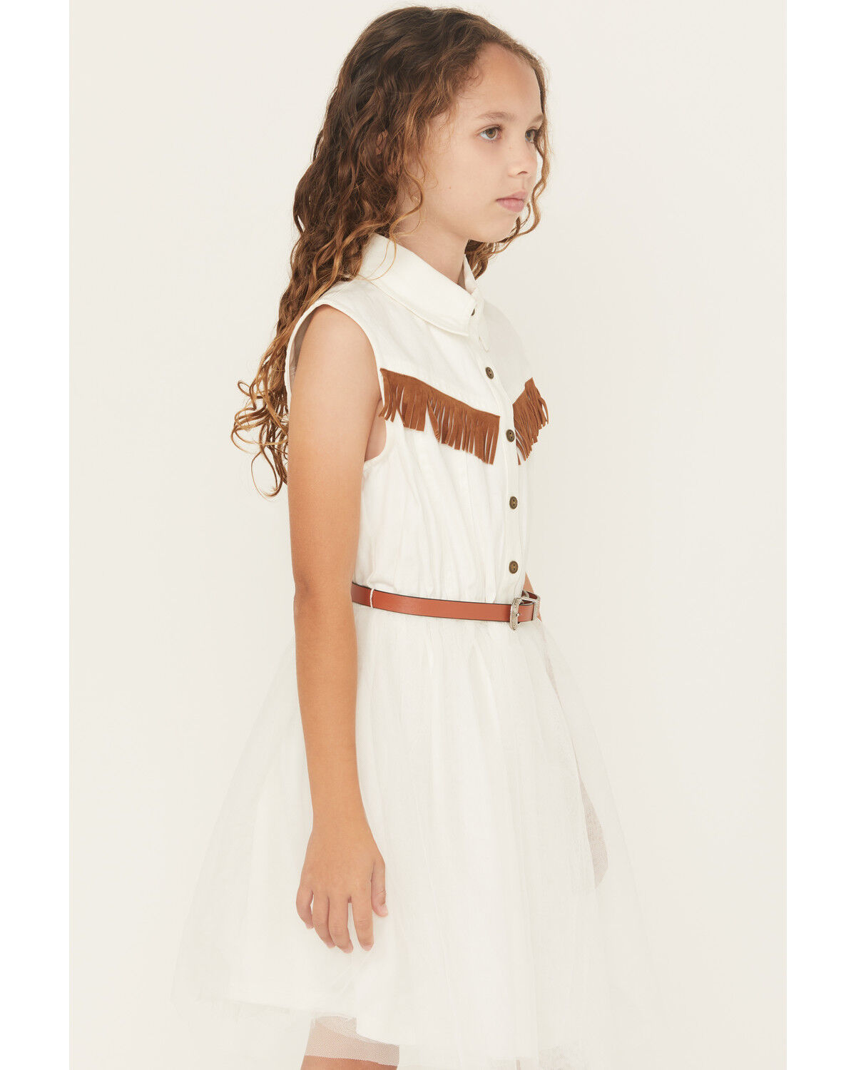 Image #2 - Sugar California Girls' Fringe Tutu Mini Dress, Cream, hi-res