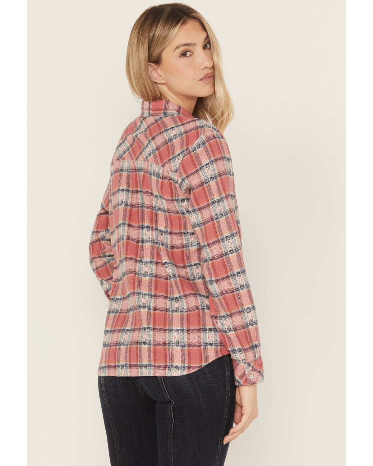 Image #4 - Idyllwind Women's Savoy Plaid Print Long Sleeve Pearl Snap Flannel Shirt, Rose, hi-res
