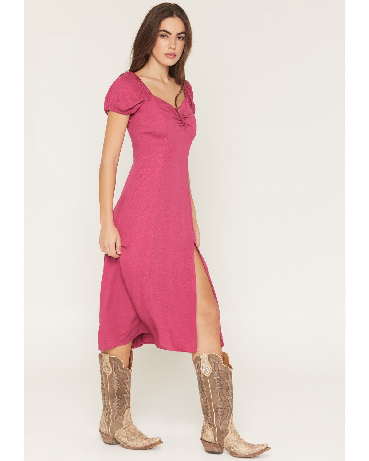 Image #2 - Idyllwind Women's Beth Jacquard Midi Dress, Fuchsia, hi-res