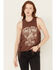 Image #1 - Rock & Roll Denim Women's Riding to Win Fringe Graphic Sleeveless Tank, Brown, hi-res