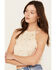 Image #2 - Vocal Women's Faux Suede Eyelet Halter Crop Top, Cream, hi-res