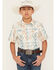 Image #1 - RANK 45&reg; Boys' Everglades 2.0 Southwestern Print Short Sleeve Snap Stretch Western Shirt, Ivory, hi-res
