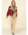STS Ranchwear Women's Hally Rose Faux Fur Denim Jacket , Maroon, hi-res