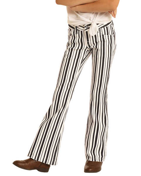 Image #2 - Rock & Roll Denim Girls' Striped Flare Jeans, Multi, hi-res