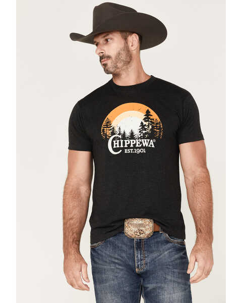 Chippewa Men's Sun Scene Logo Graphic T-Shirt, Black, hi-res