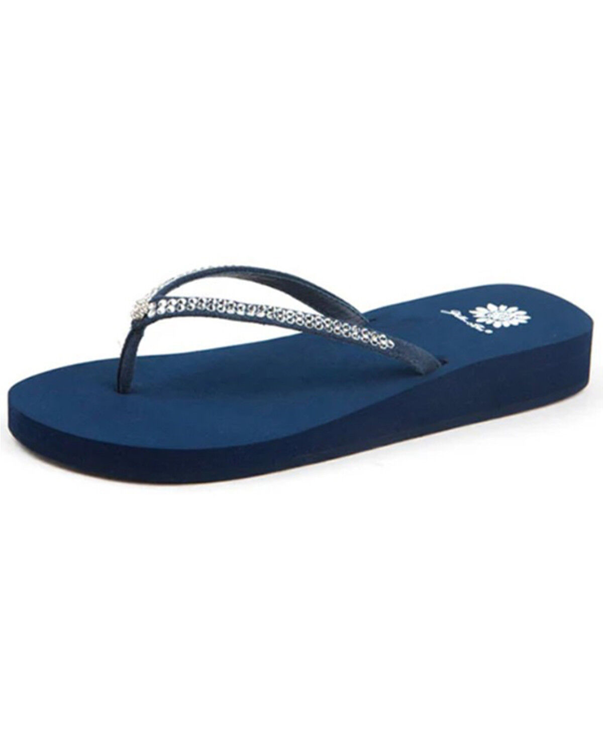 Image #1 - Yellow Box Women's Jello Rhinestone Sandals, Navy, hi-res