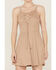 Image #2 - Wild Moss Women's Tie Front Faux Suede Mini Dress, Chocolate, hi-res