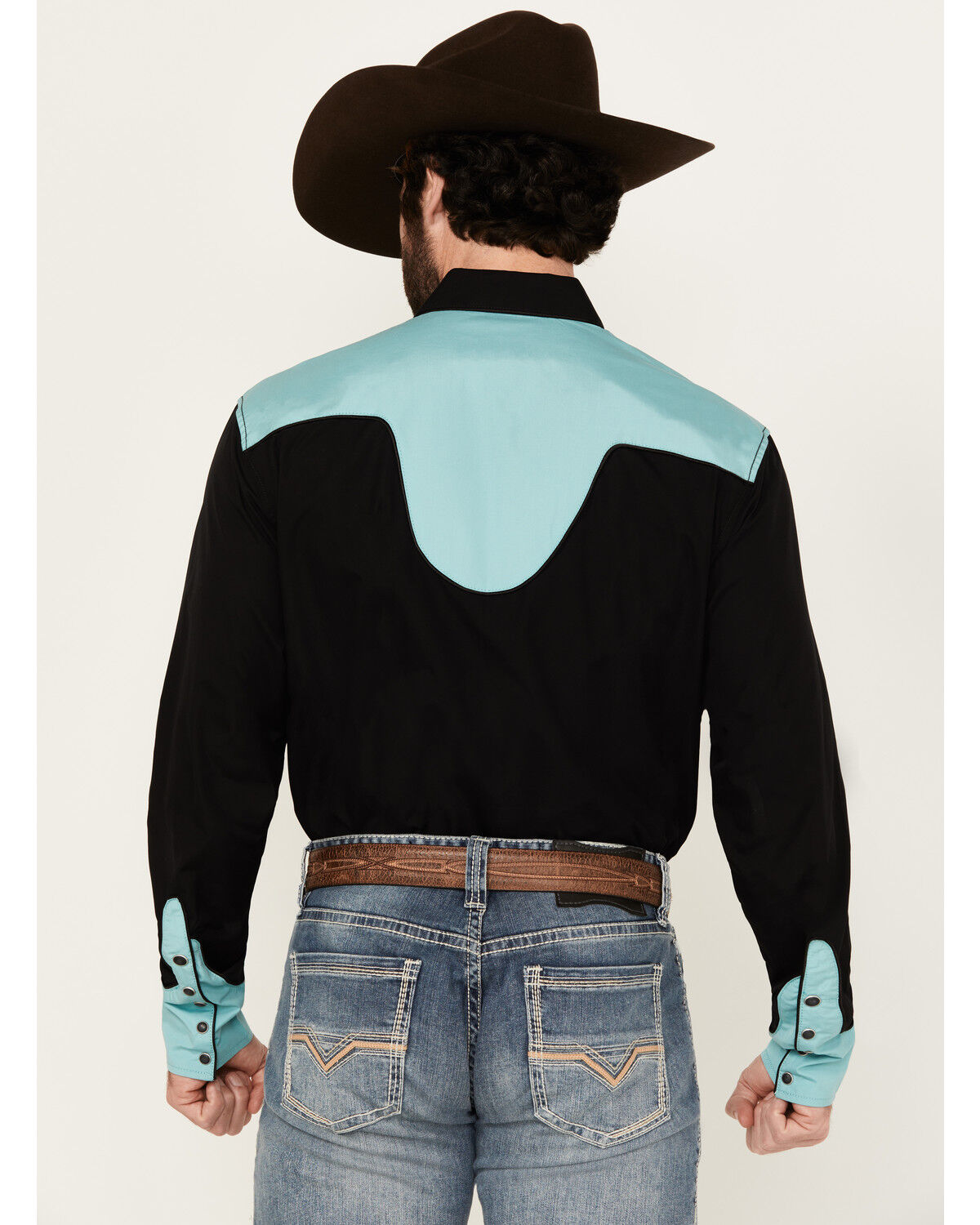 Image #4 - Wrangler Men's Rodeo Ben Solid Long Sleeve Snap Western Shirt, Black, hi-res