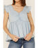 Image #3 - Molly Bracken Women's Sweetheart Flutter Sleeve Denim Top, , hi-res
