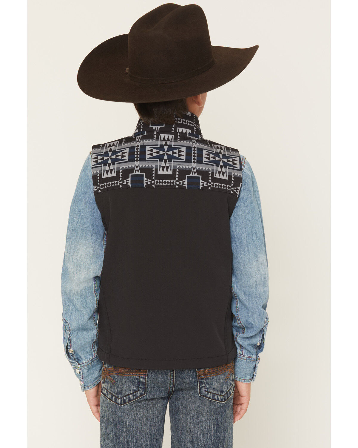 Image #4 - RANK 45® Boy's Cheneka Southwestern Print Softshell Vest, Black, hi-res