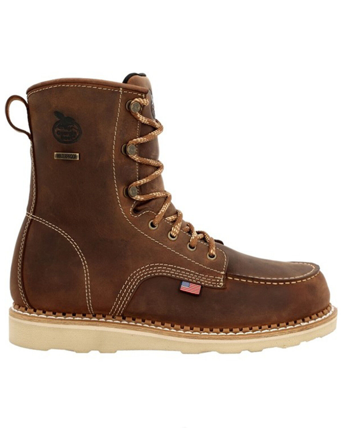 Image #2 - Georgia Boot Men's 8" Waterproof Wedge USA Lace-Up Boots - Moc Toe, , hi-res