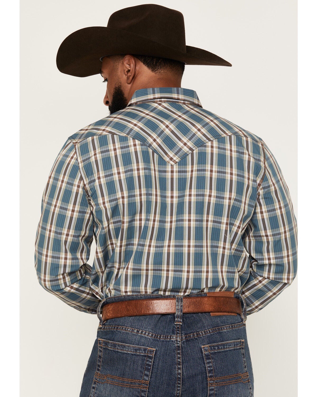 Image #4 - Cody James Men's Niagara Falls Plaid Print Long Sleeve Snap Western Shirt, Blue, hi-res