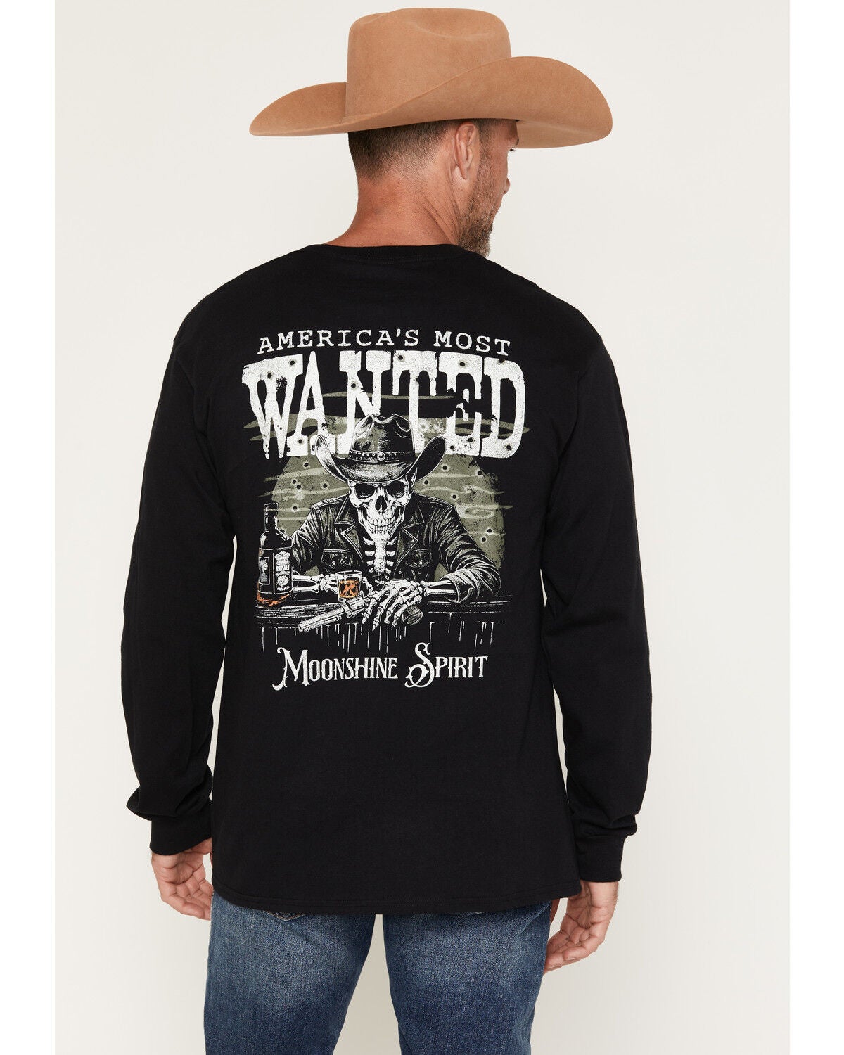 Moonshine Spirit&reg; Men's America's Most Wanted Long Sleeve Graphic T-Shirt, Black, hi-res